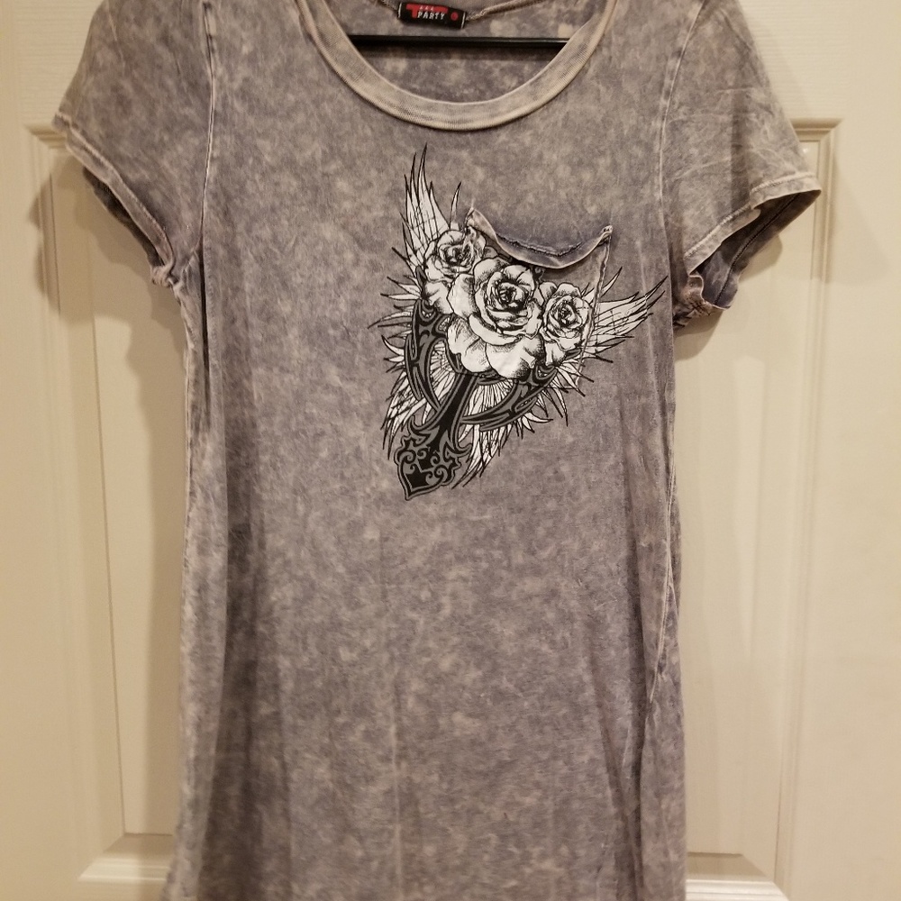 Gray Marbled Rhinestone Tunic